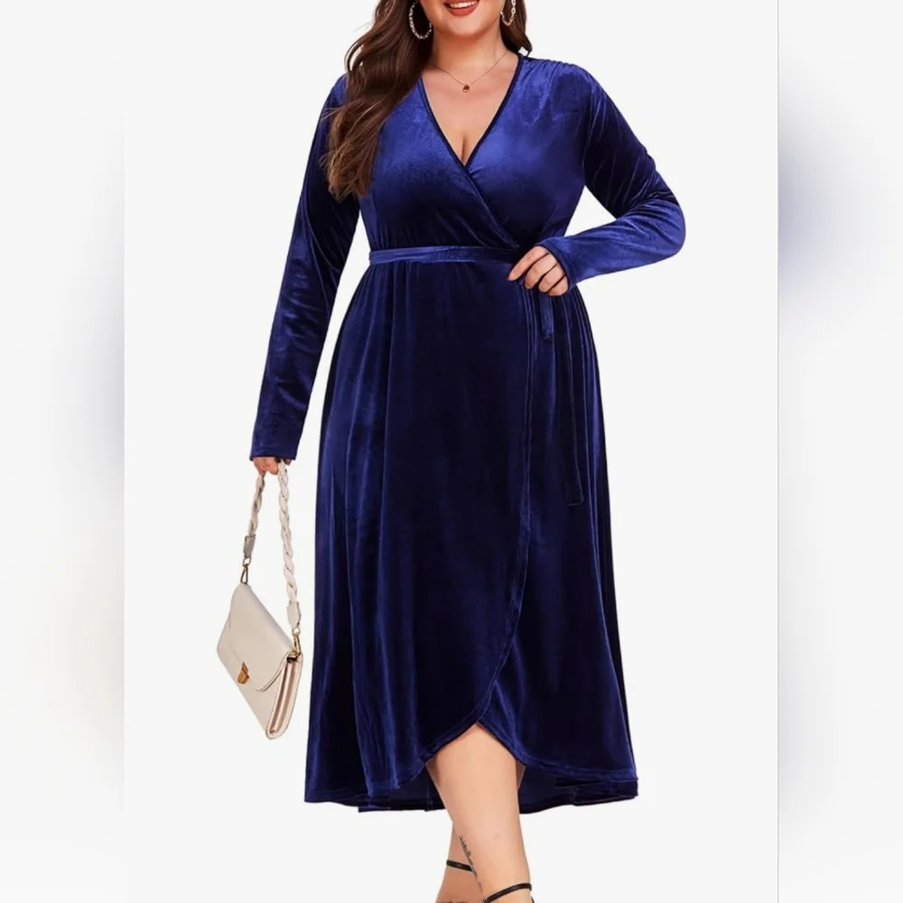 WOMEN'S VELVET WRAP DRESS